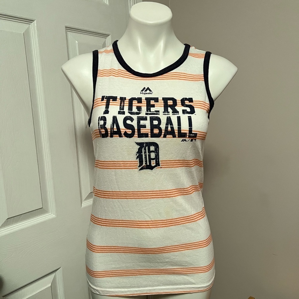 Majestic Tigers Baseball striped tank top